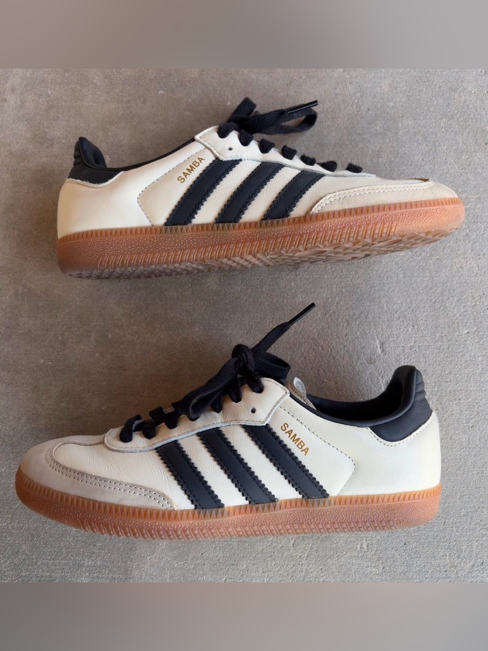 adidas Samba OG Sneakers in Cream, Black & Gum - Picture 2 of 7